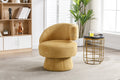 360 Degree Swivel Cuddle Barrel Accent Chairs, Round Armchairs With Wide Upholstered, Fluffy Fabric Chair For Living Room, Bedroom, Office, Waiting Rooms Yellow Foam Boucle
