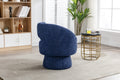 360 Degree Swivel Cuddle Barrel Accent Chairs, Round Armchairs With Wide Upholstered, Fluffy Fabric Chair For Living Room, Bedroom, Office, Waiting Rooms Navy Foam Boucle