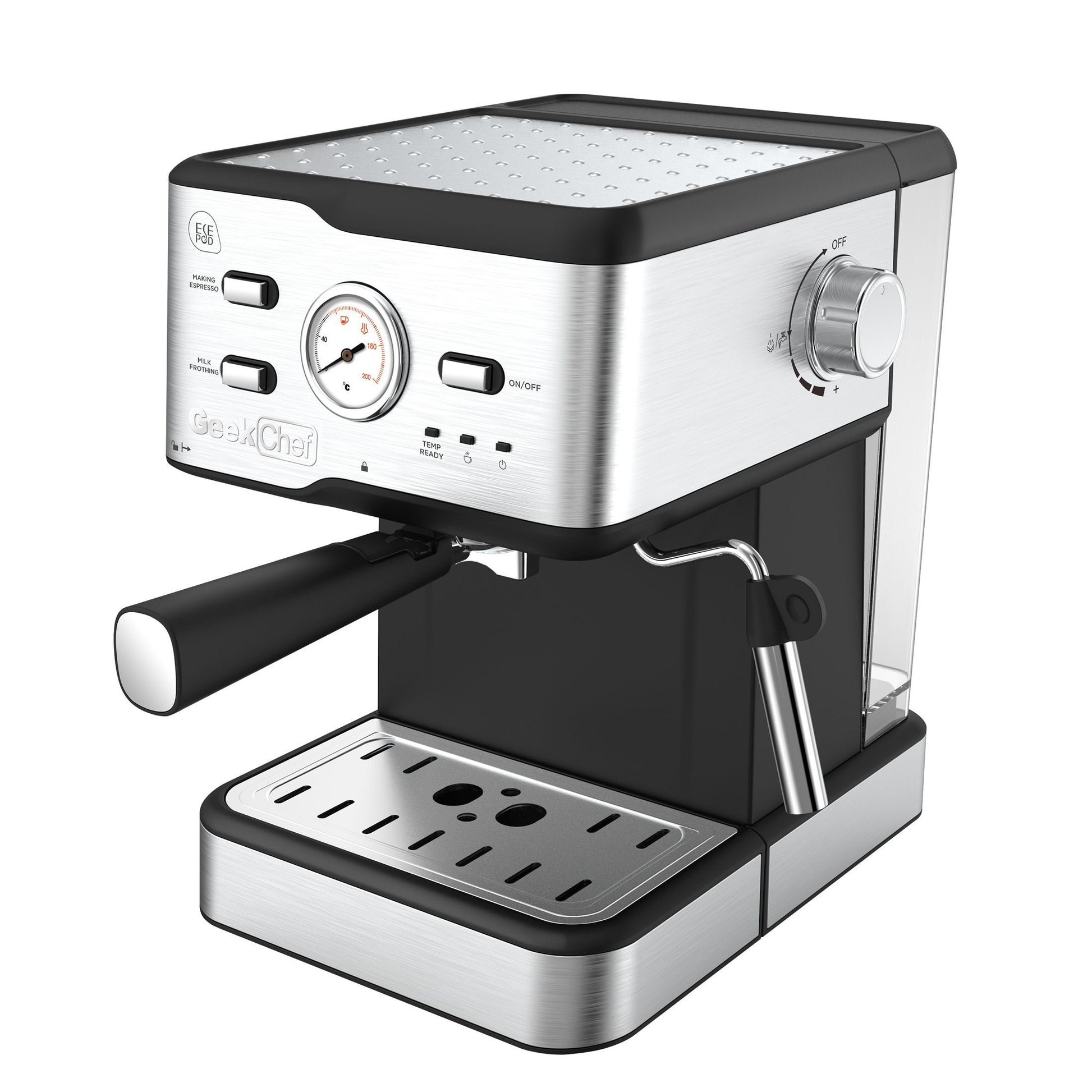 Espresso Machine 20 Bar Pump Pressure Cappuccino latte silver-stainless steel