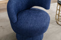 360 Degree Swivel Cuddle Barrel Accent Chairs, Round Armchairs With Wide Upholstered, Fluffy Fabric Chair For Living Room, Bedroom, Office, Waiting Rooms Navy Foam Boucle