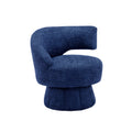 360 Degree Swivel Cuddle Barrel Accent Chairs, Round Armchairs With Wide Upholstered, Fluffy Fabric Chair For Living Room, Bedroom, Office, Waiting Rooms Navy Foam Boucle