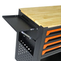 4 Drawers Multifunctional Tool Cart With Wheels And Wooden Top Orange Orange Metal