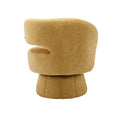 360 Degree Swivel Cuddle Barrel Accent Chairs, Round Armchairs With Wide Upholstered, Fluffy Fabric Chair For Living Room, Bedroom, Office, Waiting Rooms Yellow Foam Boucle