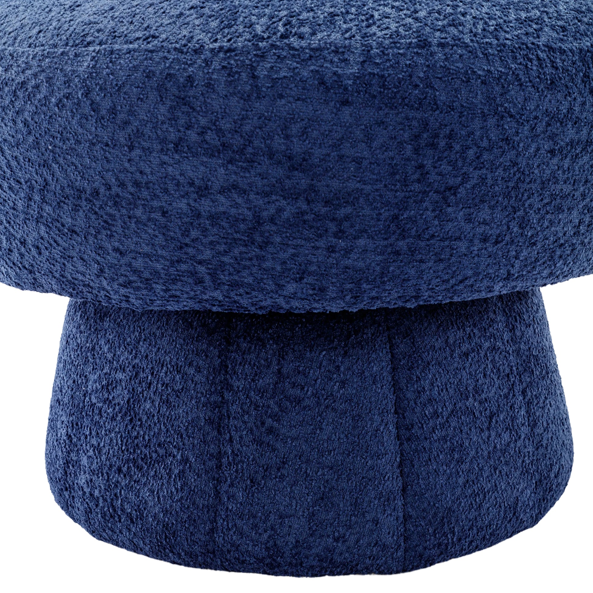 360 Degree Swivel Cuddle Barrel Accent Chairs, Round Armchairs With Wide Upholstered, Fluffy Fabric Chair For Living Room, Bedroom, Office, Waiting Rooms Navy Foam Boucle