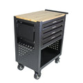 4 Drawers Multifunctional Tool Cart With Wheels And Wooden Top Black Black Metal