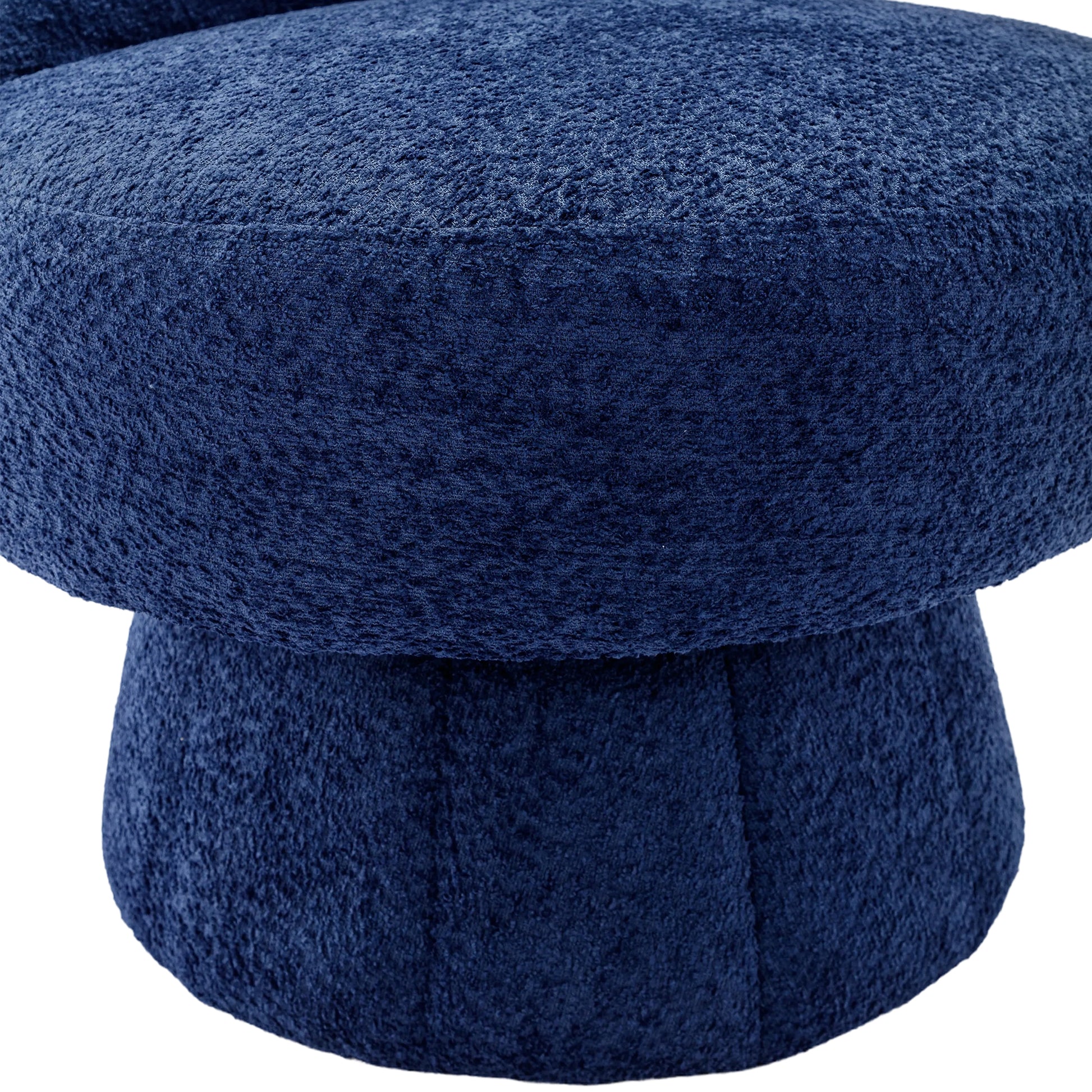 360 Degree Swivel Cuddle Barrel Accent Chairs, Round Armchairs With Wide Upholstered, Fluffy Fabric Chair For Living Room, Bedroom, Office, Waiting Rooms Navy Foam Boucle