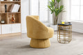 360 Degree Swivel Cuddle Barrel Accent Chairs, Round Armchairs With Wide Upholstered, Fluffy Fabric Chair For Living Room, Bedroom, Office, Waiting Rooms Yellow Foam Boucle