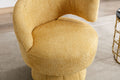 360 Degree Swivel Cuddle Barrel Accent Chairs, Round Armchairs With Wide Upholstered, Fluffy Fabric Chair For Living Room, Bedroom, Office, Waiting Rooms Yellow Foam Boucle