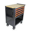 4 Drawers Multifunctional Tool Cart With Wheels And Wooden Top Orange Orange Metal