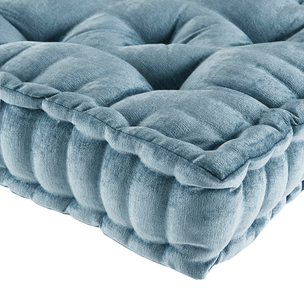 Poly Chenille Square Floor Pillow Cushion aqua-polyester