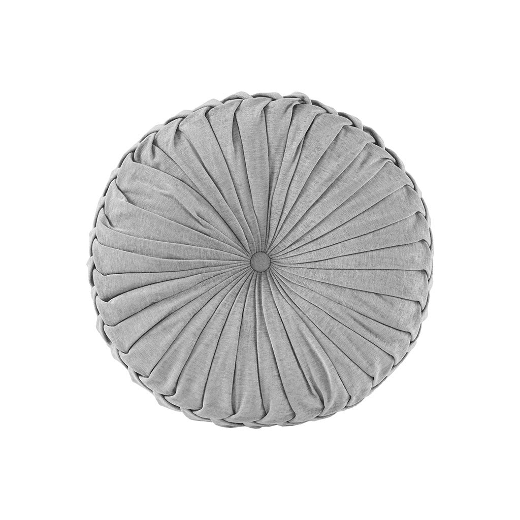 Poly Chenille Round Floor Pillow Cushion grey-polyester
