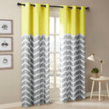 Chevron Printed Room Darkening Grommet Top Panel Pair Yellow Polyester