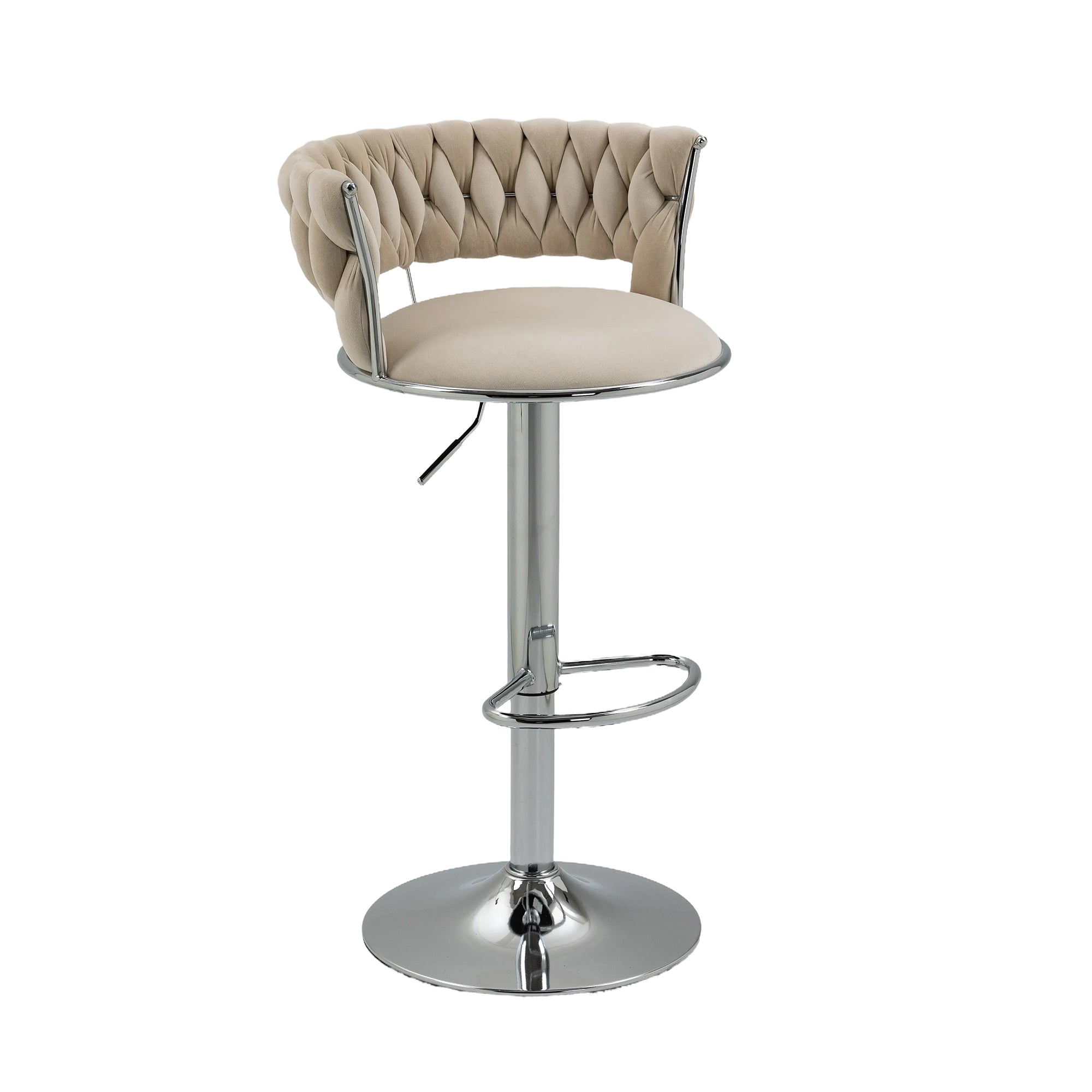 Coolmore Swivel Bar Stools Adjustable Counter Height Chairs With Footrest For Kitchen, Dining Room Ivory Velvet