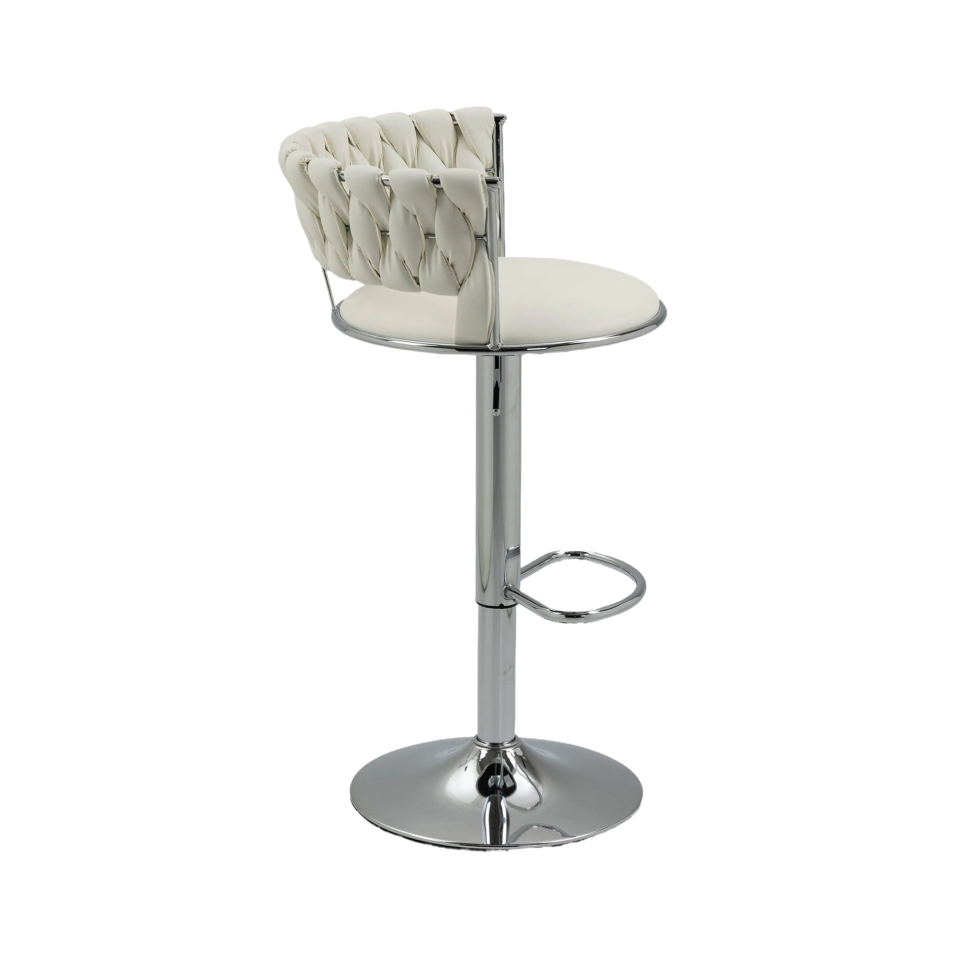 Coolmore Swivel Bar Stools Set Of 2 Adjustable Counter Height Chairs With Footrest For Kitchen, Dining Room 2Pc Set White Pu Pu Leather
