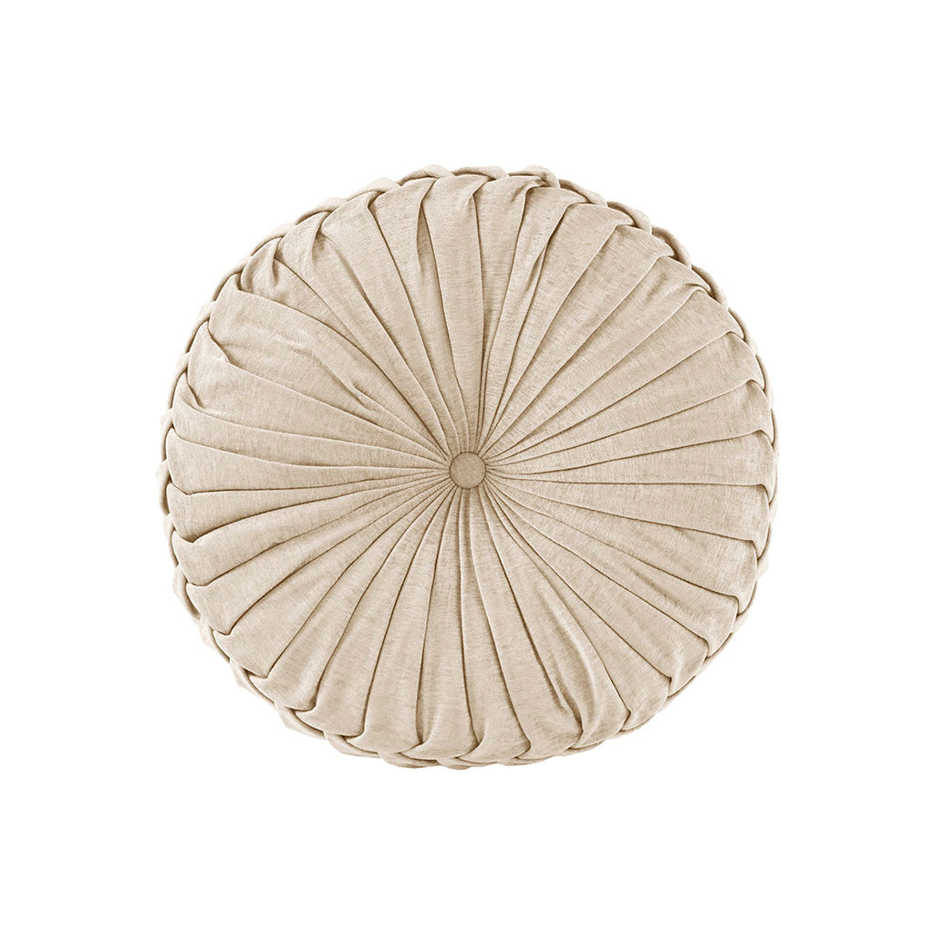 Poly Chenille Round Floor Pillow Cushion ivory-polyester