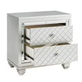 Classic Style Silver Finish Nightstand 1Pc Diamond Pattern Drawers Fronts Glamorous Design Bedroom Furniture Silver 2 Drawers Bedroom Glam Drawers Wood