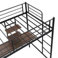Metal Twin Loft Bed With Desk And Storage Shelves Black Mdf Steel