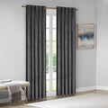 Room Darkening Poly Velvet Rod Pocket Back Tab Curtain Panel Pair 2 Pcs Window Panels Charcoal Polyester