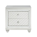 Classic Style Silver Finish Nightstand 1Pc Diamond Pattern Drawers Fronts Glamorous Design Bedroom Furniture Silver 2 Drawers Bedroom Glam Drawers Wood