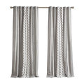 Cotton Printed Curtain Panel With Chenille Stripe And Lining Only 1 Pc Panel Gray Cotton