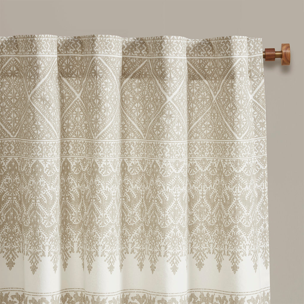 Cotton Printed Curtain Panel With Chenille Detail And Lining Only 1 Pc Panel Multicolor Cotton