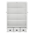 Storage Cabinet With Tempered Glass Doors Curio Cabinet With Adjustable Shelf Display Cabinet With Triple Drawers,White White Mdf