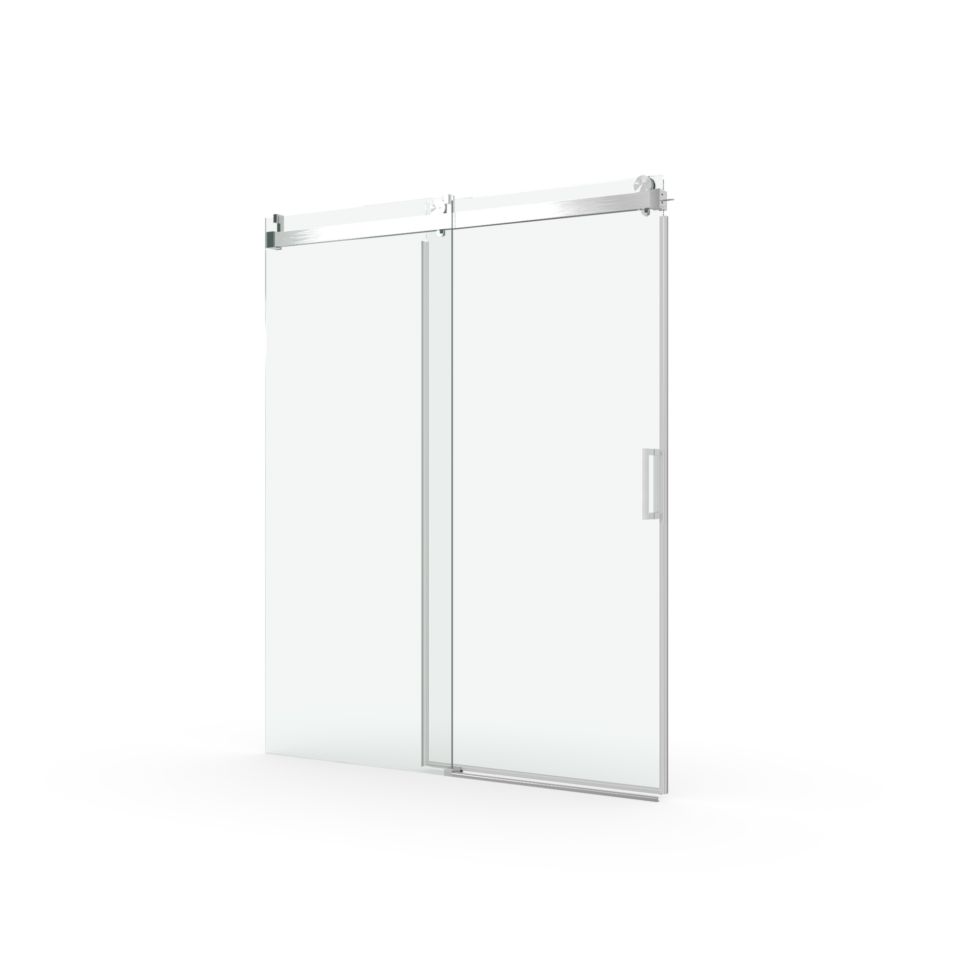 Elan 68 to 72 in. W x 76 in. H Sliding Frameless Soft brushed nickel-stainless steel