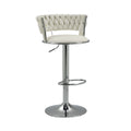 Coolmore Swivel Bar Stools Set Of 2 Adjustable Counter Height Chairs With Footrest For Kitchen, Dining Room 2Pc Set White Pu Pu Leather