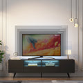 Modern White Tv Stand, 16 Colors Led Tv Stand W Remote Control Lights Black Mdf