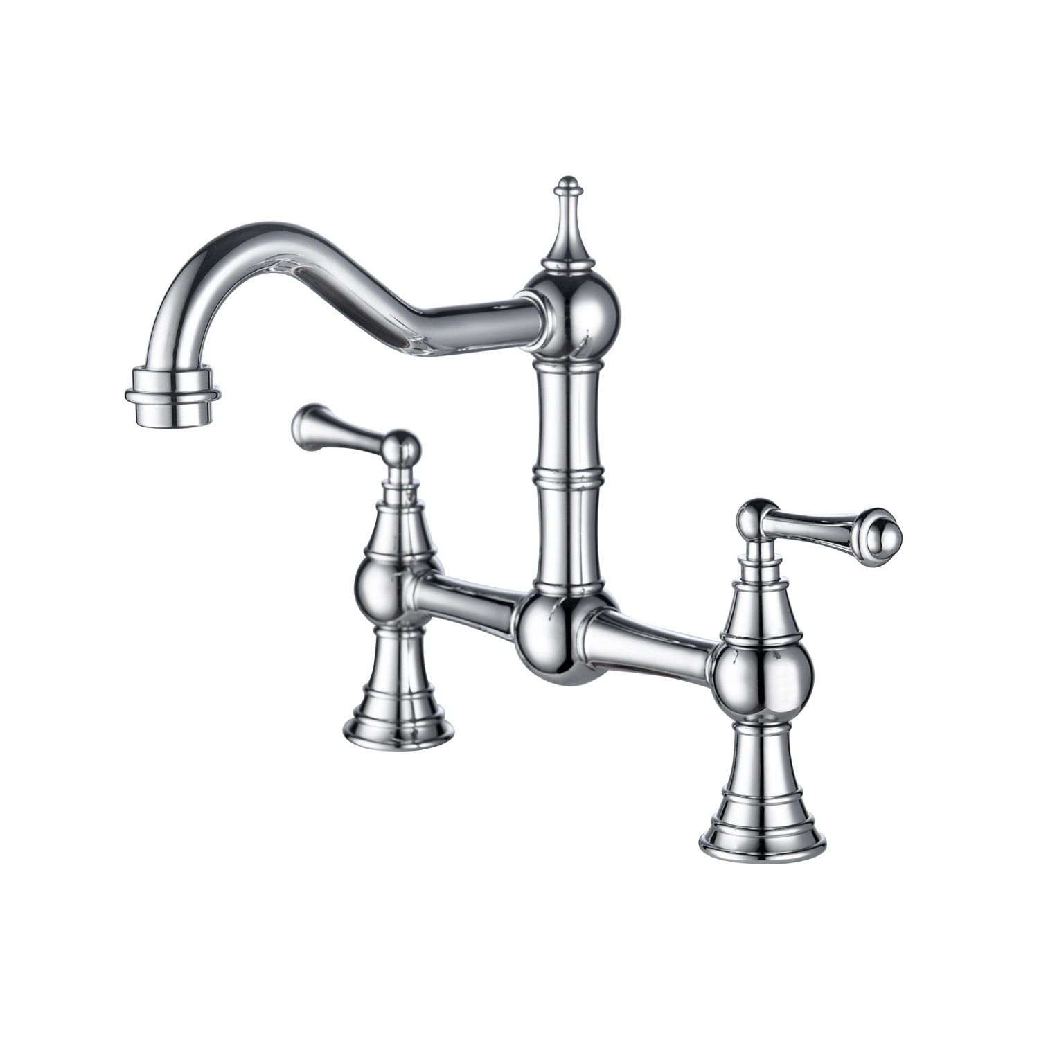Double Handle Widespread Kitchen Faucet with chrome-brass