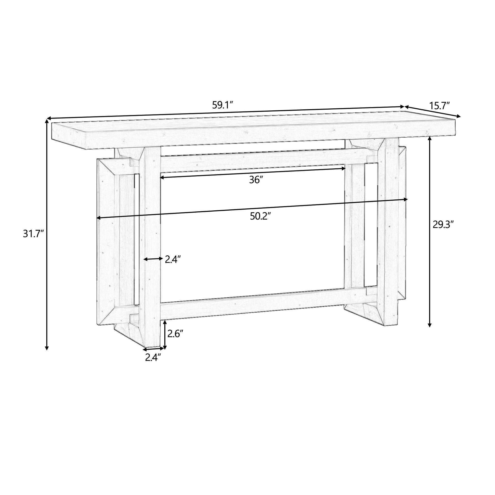 Contemporary Console Table With Wood Top, Extra Long Entryway Table For Entryway, Hallway, Living Room, Foyer, Corridor Gray Solid Wood Mdf