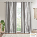 Cotton Printed Curtain Panel With Chenille Stripe And Lining Only 1 Pc Panel Gray Cotton