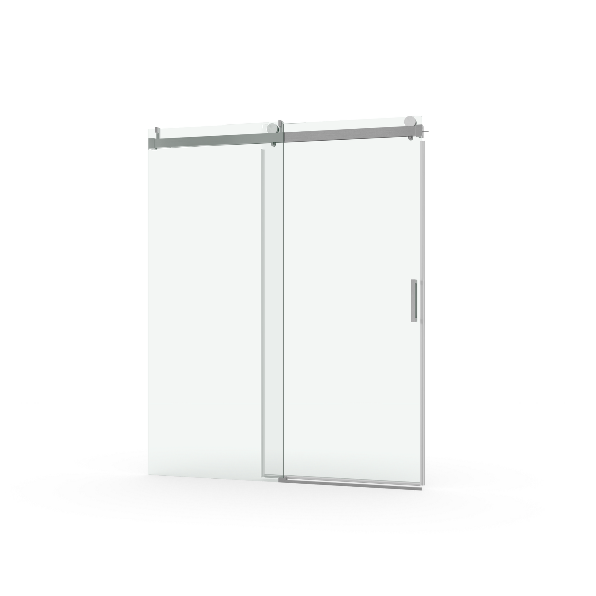 Elan 68 to 72 in. W x 76 in. H Sliding Frameless Soft brushed nickel-stainless steel