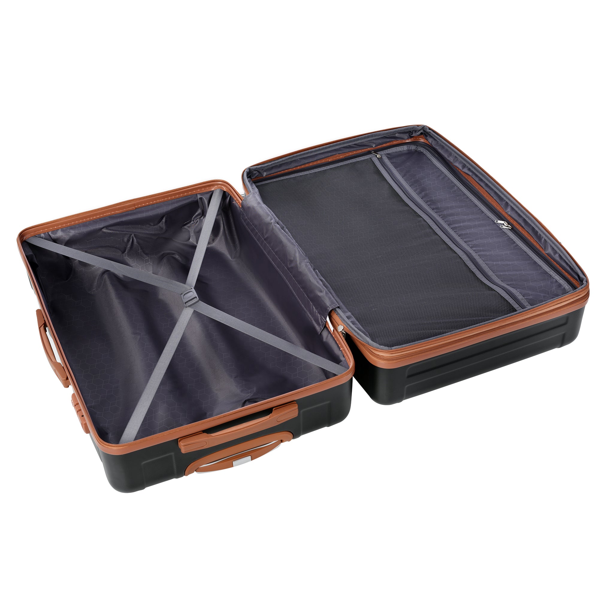 Luggage Sets Model Expandable ABS Hardshell 3pcs black+brown-abs