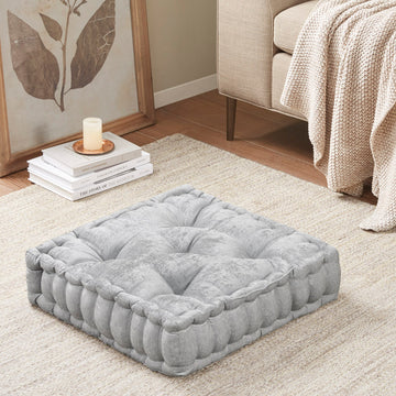 Poly Chenille Square Floor Pillow Cushion grey-polyester
