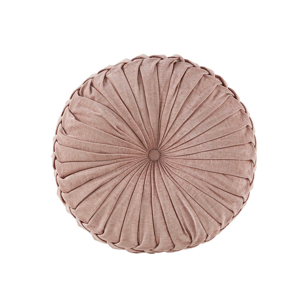 Poly Chenille Round Floor Pillow Cushion blush-polyester