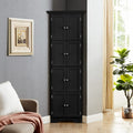 Tall Storage Cabinet With Doors And 4 Shelves For Living Room, Kitchen, Office, Bedroom, Bathroom, Modern, Black Black Mdf