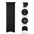 Tall Storage Cabinet With Doors And 4 Shelves For Living Room, Kitchen, Office, Bedroom, Bathroom, Modern, Black Black Mdf