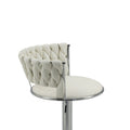 Coolmore Swivel Bar Stools Set Of 2 Adjustable Counter Height Chairs With Footrest For Kitchen, Dining Room 2Pc Set White Pu Pu Leather