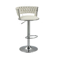 Coolmore Swivel Bar Stools Set Of 2 Adjustable Counter Height Chairs With Footrest For Kitchen, Dining Room 2Pc Set White Pu Pu Leather