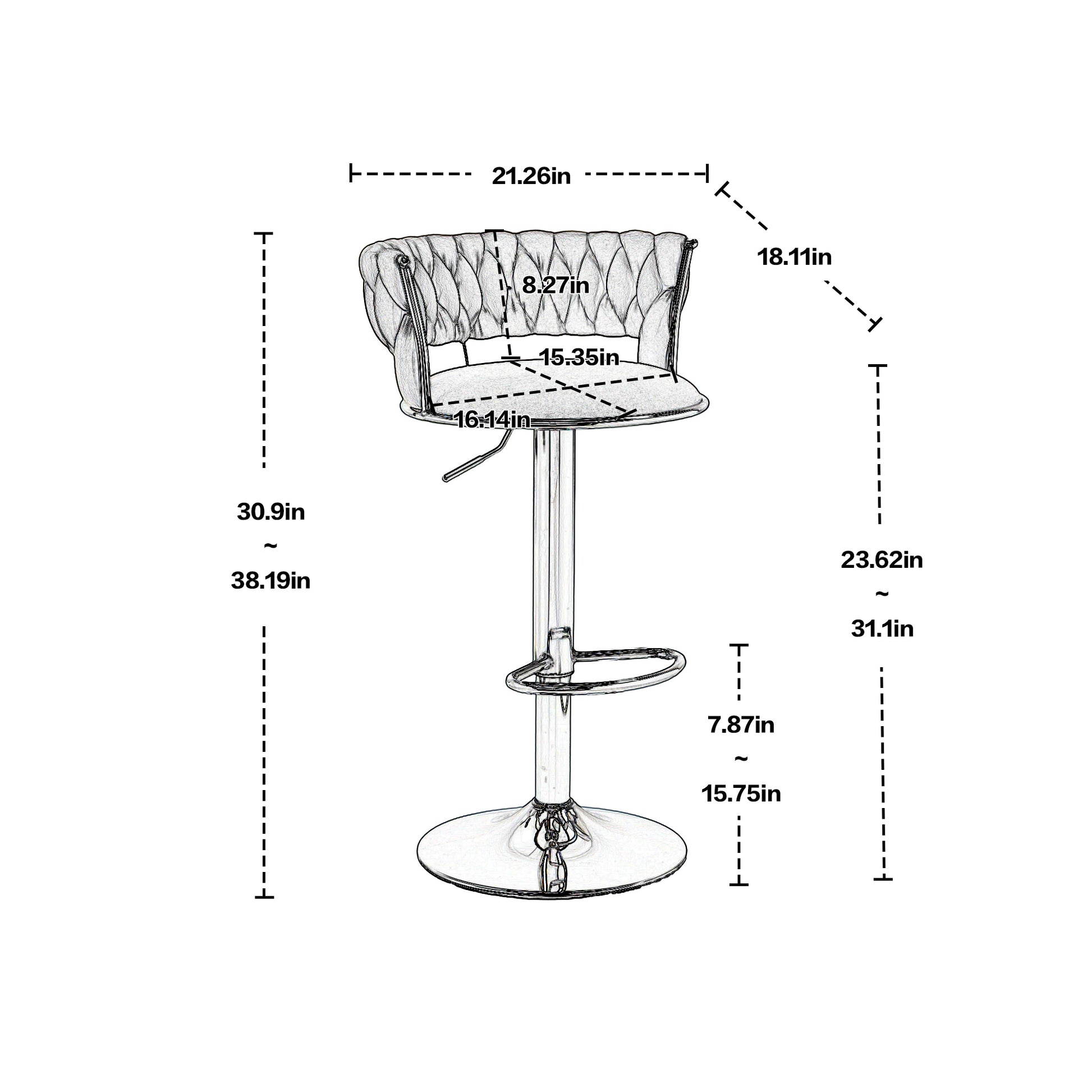 Coolmore Swivel Bar Stools Set Of 2 Adjustable Counter Height Chairs With Footrest For Kitchen, Dining Room 2Pc Set White Pu Pu Leather