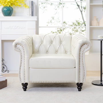 1 Seater Sofa For Living Room White Pu