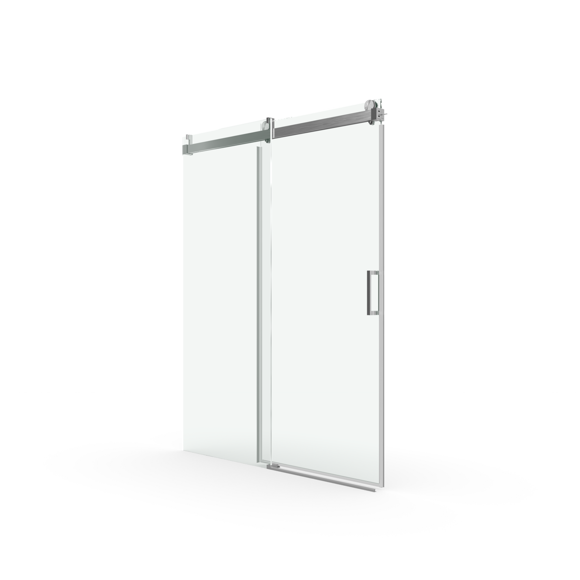 Elan 68 to 72 in. W x 76 in. H Sliding Frameless Soft brushed nickel-stainless steel