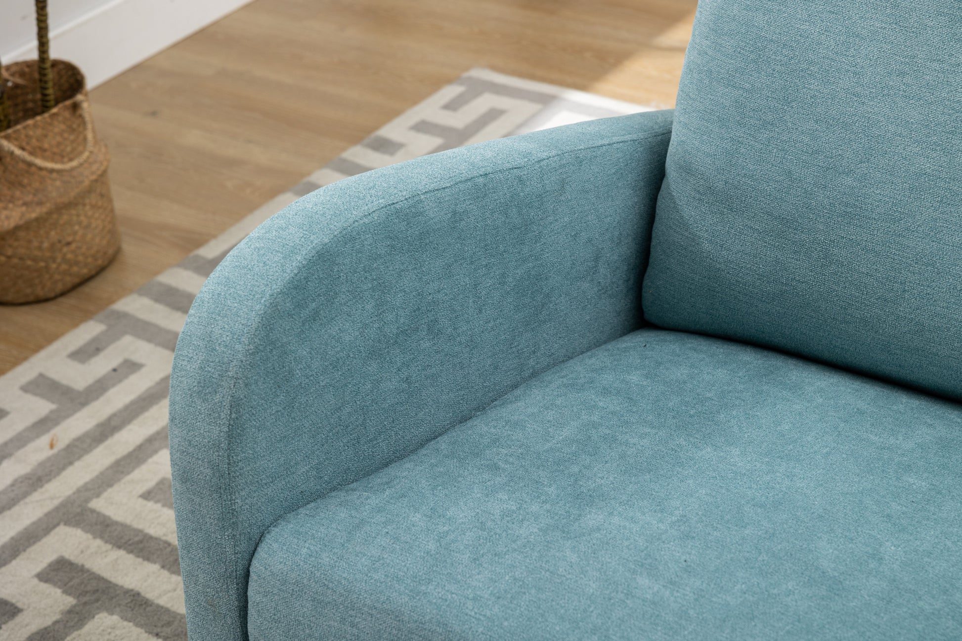 Coolmore Rocking Chair Upholstered Mid Century Modern Rocker Oversized Wingback Armchair For Living Room Light Blue Linen