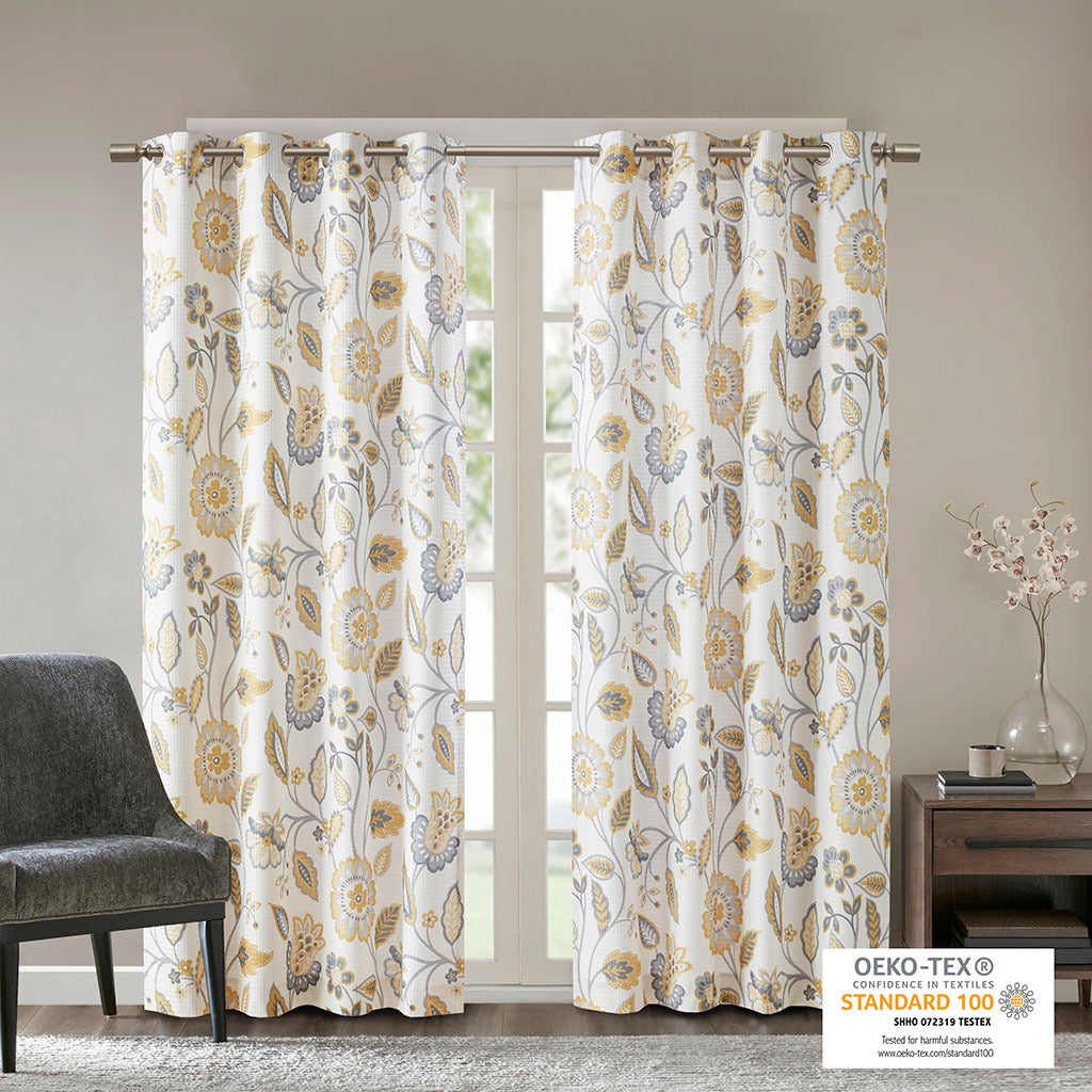 Jacquard Printed Room Darkening Curtain Panel Only 1 Pc Panel Multicolor Polyester