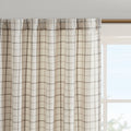 Plaid Rod Pocket And Back Tab Curtain Panel With Fleece Lining Natural Polyester