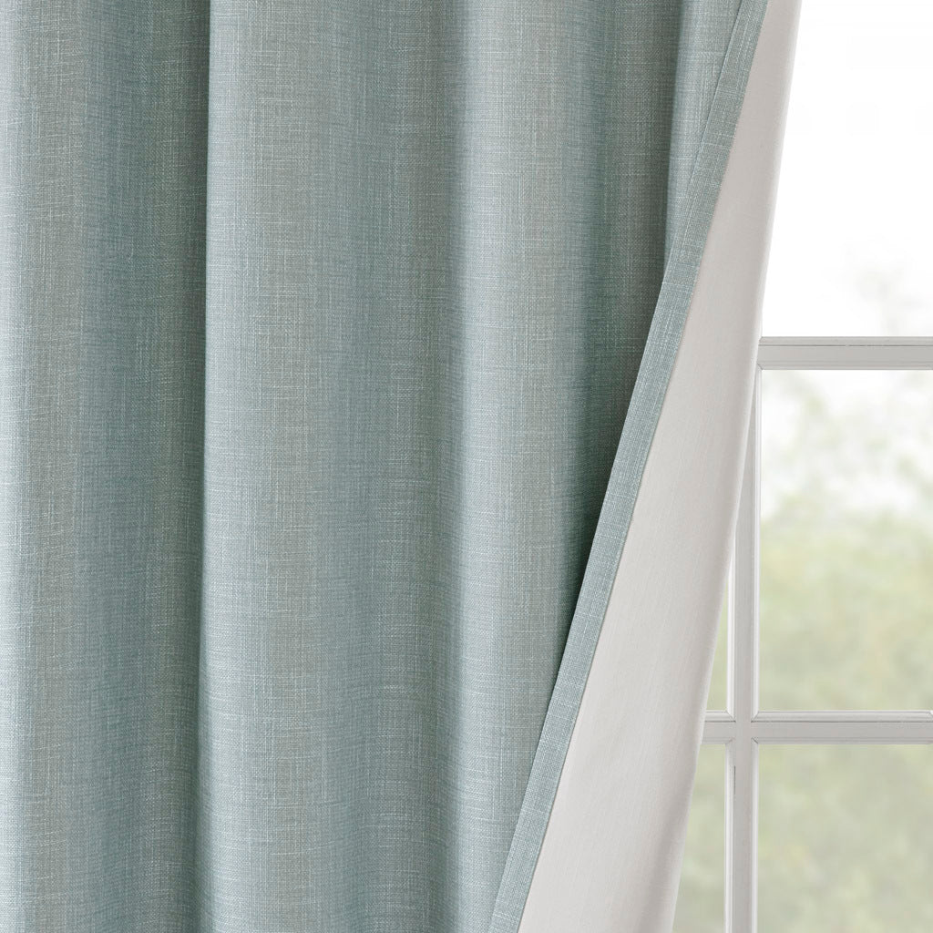 Printed Heathered Blackout Grommet Top Curtain Panel Only 1 Pc Panel Dusty Seafoam Polyester