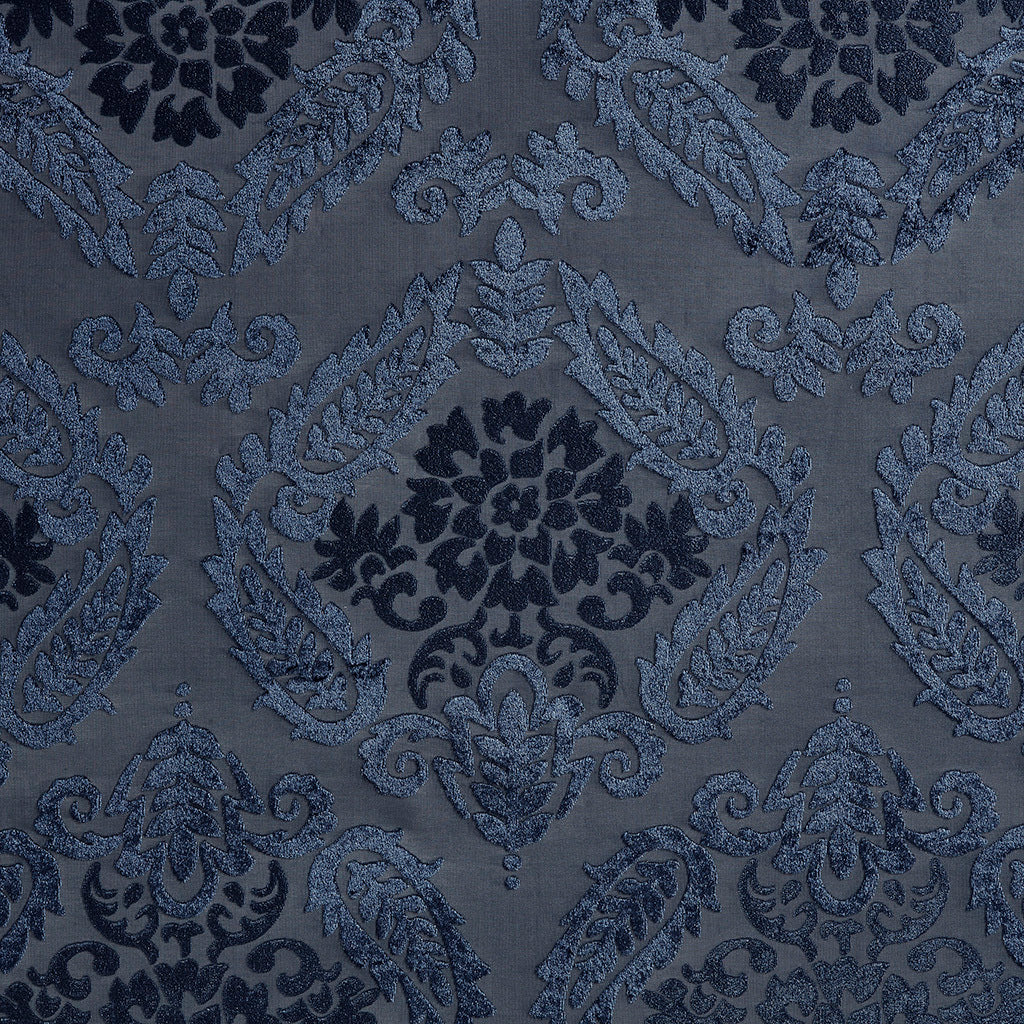 Knitted Jacquard Paisley Total Blackout Grommet Top Curtain Panel Only 1 Pc Panel Navy Polyester