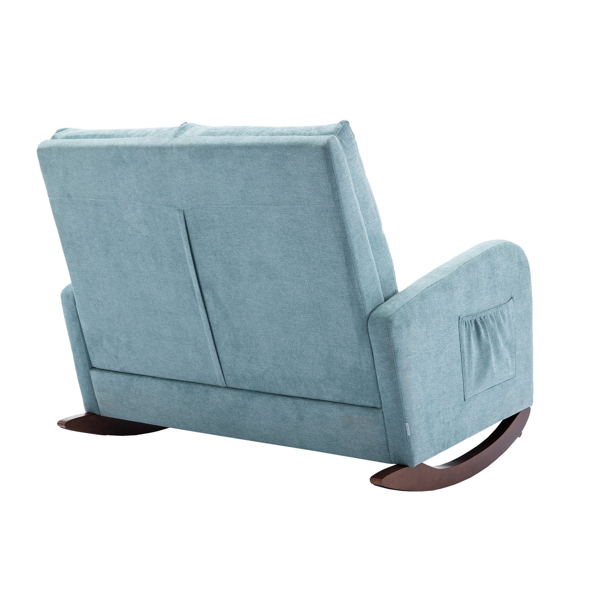 Coolmore Rocking Chair Upholstered Mid Century Modern Rocker Oversized Wingback Armchair For Living Room Light Blue Linen