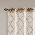 Fretwork Print Grommet Top Window Curtain Panel Only 1 Pc Panel Khaki Black Polyester